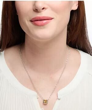 Affinity Gems Cushion Cut Bezel Necklace Sterling Silver, Citrine
